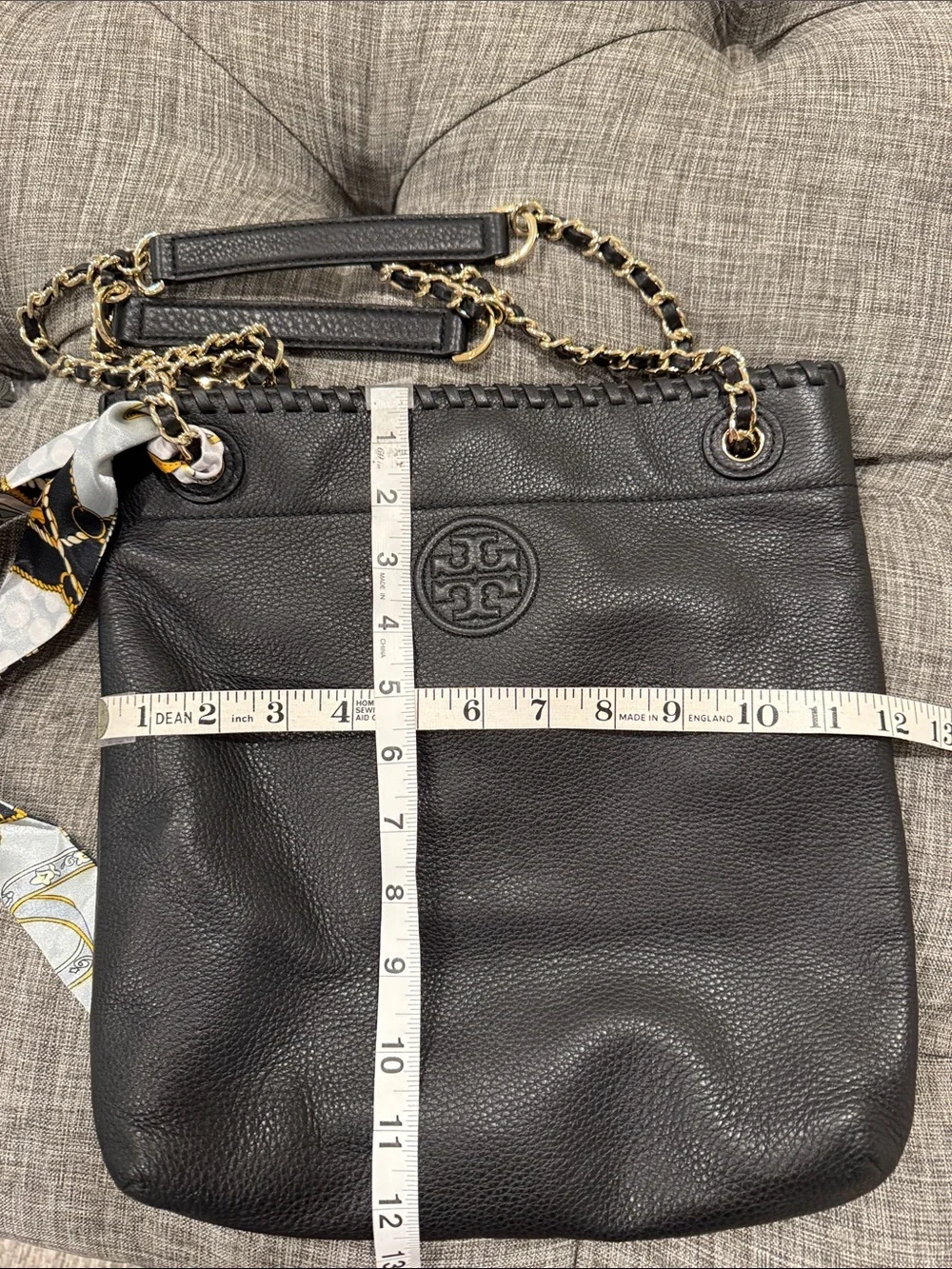 Tory Burch Bag Marion Convertible Black Leather Chain Crossbody Shoulder Bag